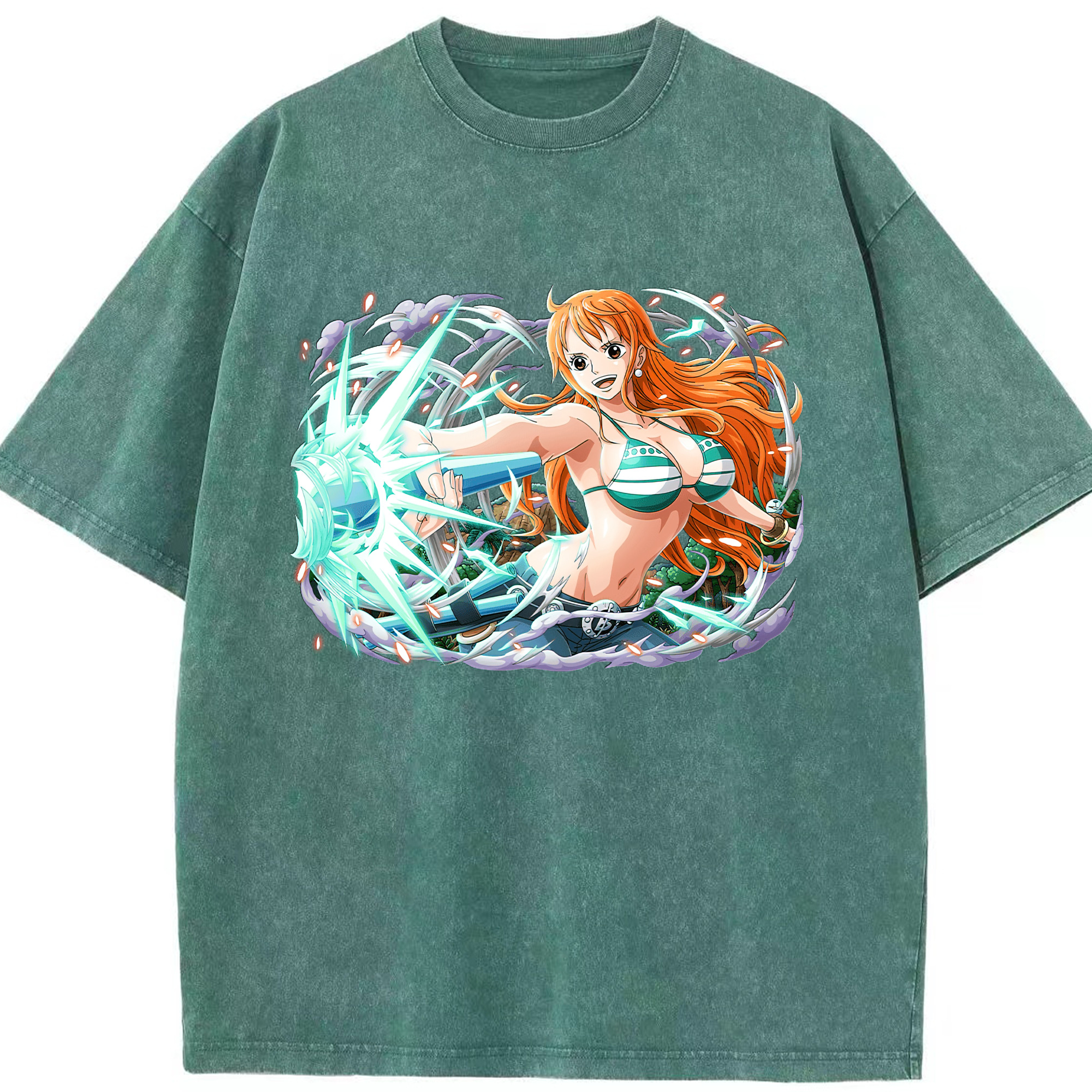 ワンピース ナミ ONE PIECE Nami 綿100% ヴィンテージ風 半袖Tシャツ（フロントプリント）